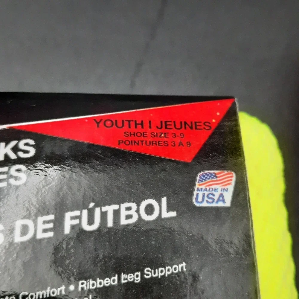 Mitre Junior Soccer Gear Set‎ Socks, Shinguards Supports Neon Colors